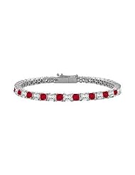 Ruby and Diamond Tennis Bracelet with 4.00 CT TGW on 18K White Gold