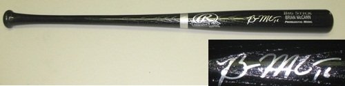 Brian McCann Autographed/Hand Signed Rawlings Black Bat Braves
