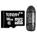 TOPRAM 16GB microSD microSDHC 16G Memory Card Class 6 with SD Adapter and R1 (black) Card Reader - TRmicroSD16Gc6R1b
