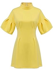Bell Sleeves Short Spring Summer Round Neck  Dress