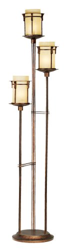 Iron & Glass Bronze Finished Three Light Floor Lamp
