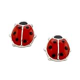 Newborn Kids Bug Enamel 925 Silver Earrings Jewelry