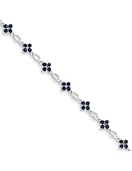 Sapphire Flower Bracelet, 14K White Gold