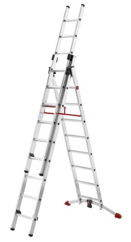Hailo 9308-501 Alu-Kombileiter 3-teilig mit LOT-System Profilot 2 x 8 und 1 x 7 Sprossen Preisvergleich