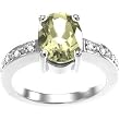 14K White Gold Lemon Quartz and Diamond Ring