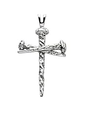 Nail Design Cross Pendant in Sterling Silver