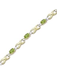 14K Yellow Gold Oval Peridot and Diamond Bracelet