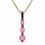 Vermeil (24k Gold over Sterling Silver) Simulated Pink Opal Stone Past Present and Future Pendant