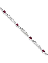Sterling Silver African Ruby and Diamond Bracelet