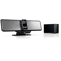 Philips DC912/37 Shelf Bar 100-Watt Audio System with Wireless Subwoofer for iPod (Black/Silver)