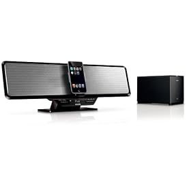 Philips DC912/37 Shelf Bar 100-Watt Audio System with Wireless Subwoofer for iPod (Black/Silver)