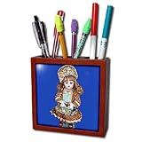 31veB7EQI7L. SL160  Collectible Dolls   Bru Antique Doll   Tile Pen Holders 5 inch tile pen holder