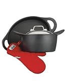 All Clad Cast Aluminum 5.5-Quart Dutch Oven with Two Oven Mitts