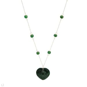 Heart Necklace With 16.00ctw Genuine Emeralds 14K Yellow Gold. Total item weight 6.4g Length 18in