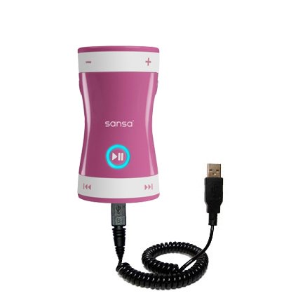 Coiled Power Hot Sync and Charge USB Data Cable w/ Tip Exchange for the Sandisk Sansa Shaker - Gomadic Brand