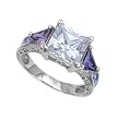 Sterling Silver Engagement Ring with Amethyst CZ - Size: 6-9