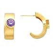14K Yellow Gold Amethyst "J" Earrings