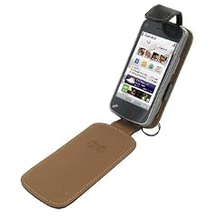 EIXO Luxus Ledertasche für Nokia N97 / Nokia N 97 Flipstyle, Flip-Style Lederhülle, Ledercase, Lederetui, Case, Etui 100% passend, Handy-Tasche, Handytasche + pdashop24 Lanyard