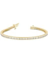 14KT Yellow Gold Elegant Diamond Tennis Bracelet featuring 67 Channel Set Princess Cut Diamonds in a High Polished Setting. 4 5/8 CTW