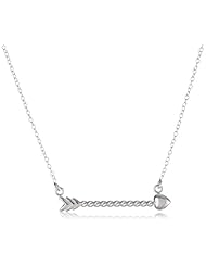 Sterling Silver or Goldtone Finish Silver Arrow Pendant Necklace, 18"