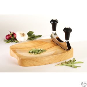 Arcosteel Mezzaluna Carving Board Bowl and Mincing Knife Set by 