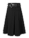 NE PEOPLE Office High Waisted Flare Pleated Knee A-Line Skirt with Belt