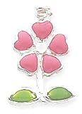 Enameled Daisy Charm, Sterling Silver