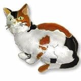 Clearly Charming Calico Cat Sterling Silver and Enamel Pin