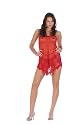 2 PC. Diamone cut chemise with floral embroidery, scallop trim, and matching G-string.