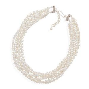 White Pearl 6-strand Layered Necklace Bridal