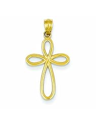 14K Gold Yellow Gold Ribbon Cross Pendant