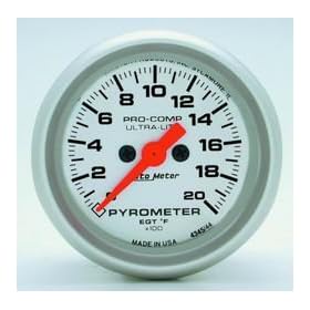 Auto Meter 4345 Ultra-Lite 2-1/16" 0-2000 F Full Sweep Electric Pyrometer E.G.T. (Exhaust Gas Temperature)