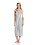 Nicole Miller Womens Floral Mist Solid Maxi Gown, Stone Heather, S