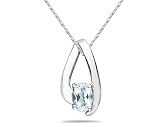 Aquamarine Loop Pendant Necklace 10K White Gold