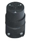 Leviton 115CR 15 Amp, 125 Volt, Cord Outlet, Polarized, Rubber with Vinyl Insert, Black