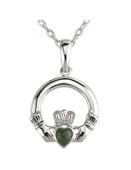 Siopa Connemara Marble Heart Claddagh Pendant - Guaranteed Delivery for Valentines Day