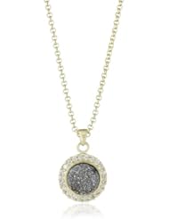 Marcia Moran "Illume" Titanium Druzy and Cubic Zirconia Small Round Pendant Necklace