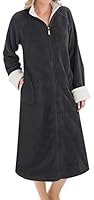 EZI Women's Zip Front Plush Terry Robe