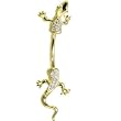 Solid 14kt Yellow Gold Cubic Zirconia Lizard Belly Ring