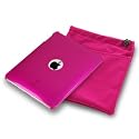 APPLE IPAD 3 PC EXECUTIVE ACCESSORY PACK - HOT PINK TRANSPARENT  BACK COVER CASE, SCREEN PROTECTOR, PINK POUCH PART OF THE QUBITS  ACCESSORIES RANGE