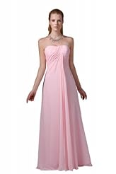 A-line Strapless Chiffon Empire   Waistline Lace Bridesmaid Dress 