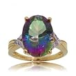 8.75CT Mystic Fire Topaz & Diamond Ring in Solid 14K Yellow Gold 