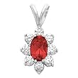 14K White Gold Ruby and Diamond Pendant