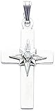 14k White Gold .03ct Diamond Cross Pendant