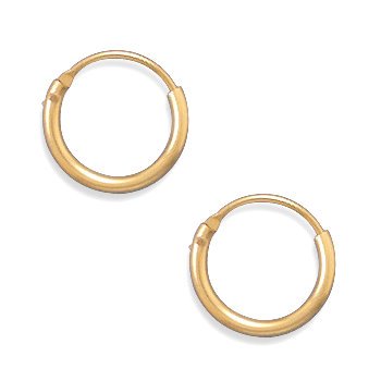 1mm x 11mm Endless Hoops Small Hoop Earrings 12K Yellow Gold Filled Click Close, Made in the USA