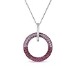 14k White Gold Pink Sapphire & Ruby Circle Pendant