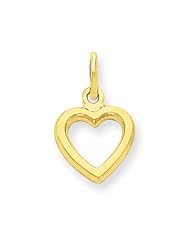 14k Solid Polished Flat-Backed Heart Charm