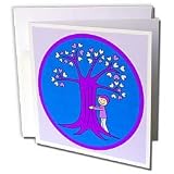 Janna Salak Designs Nature and Spirituality - Cute Tree Hugger Design Purple and Blue - Greeting Cards-12 Greeting Cards with envelopes