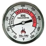 Tel-Tru BQ300 Barbecue Thermometer - 3 inch aluminum zoned dial - 4 inch stem - 100 500 degrees F