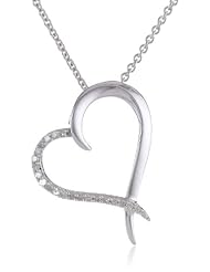 Sterling Silver Diamond Heart Pendant Necklace (1/10cttw, I-J Color, I2-I3 Clarity), 18"